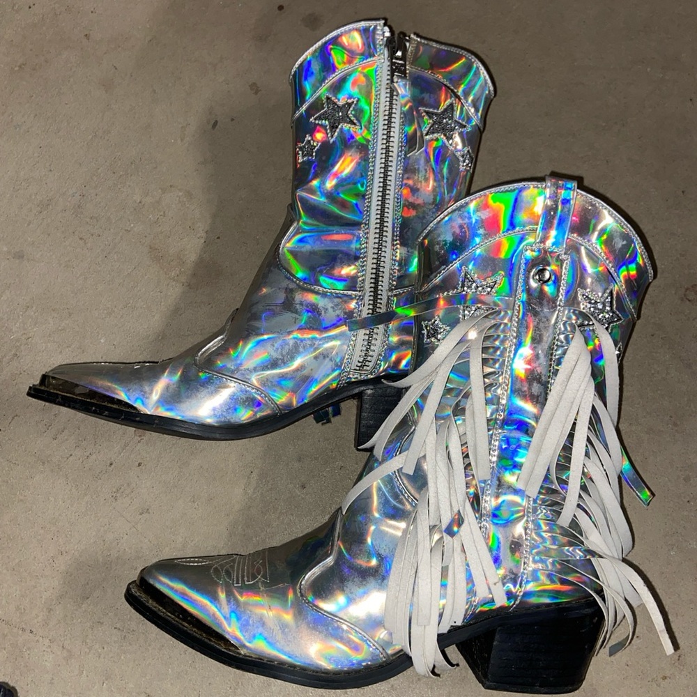 Current Mood Iridescent Silver Ankle Boots